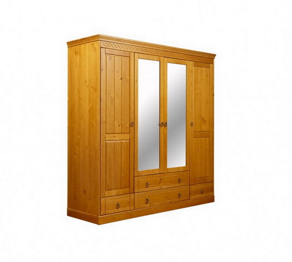 Шкаф с зеркалом белый Дания 4-створчатый