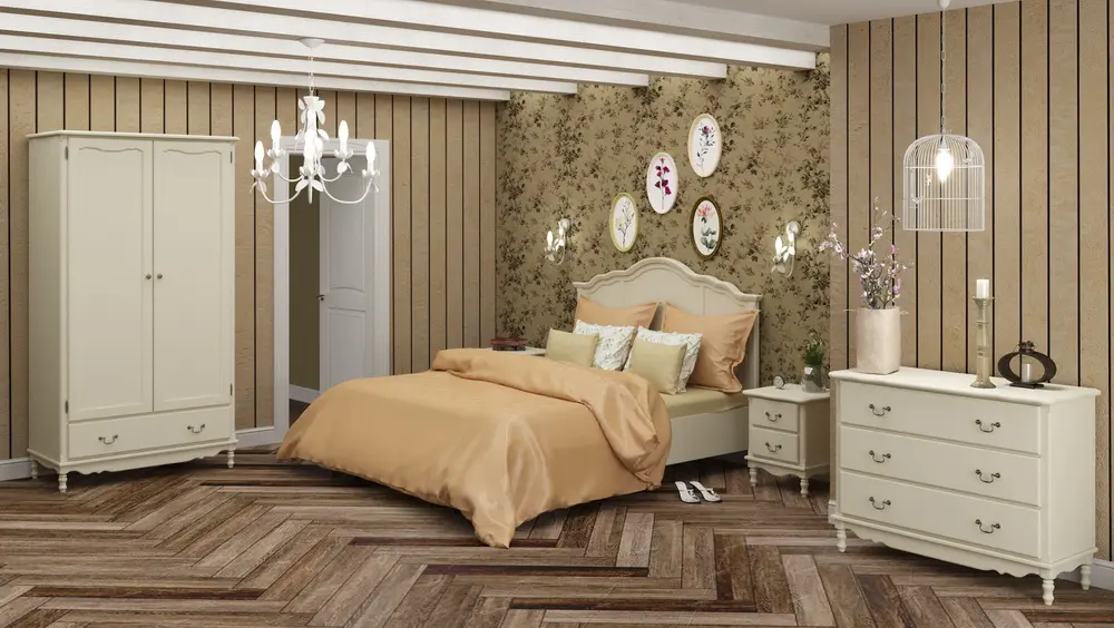 Кровать белая из массива Верден с низким изножьем 1800х2000