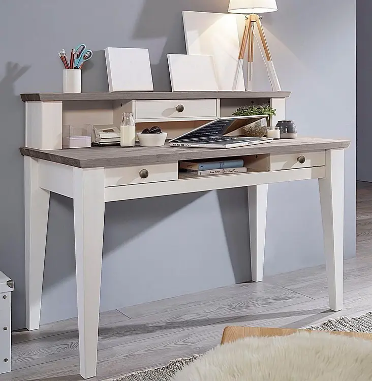 Стол Форест с надстройкой 3 ящика белый воск/серый