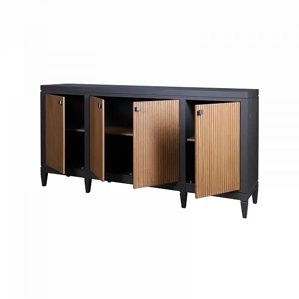 Комод чёрный из дуба Фокстрот 440A рельеф (бетон-дуб натуральный)