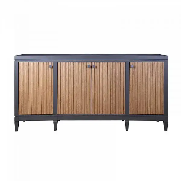 Комод чёрный из дуба Фокстрот 440A рельеф (бетон-дуб натуральный)