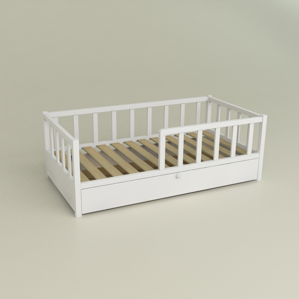 Кроватка Бейсик Бук 1600х800 - Белая - Стойки Белый цвет