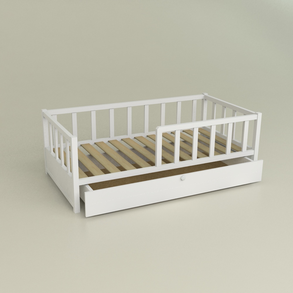 Кроватка Бейсик Бук 1600х800 - Белая - Стойки Белый цвет