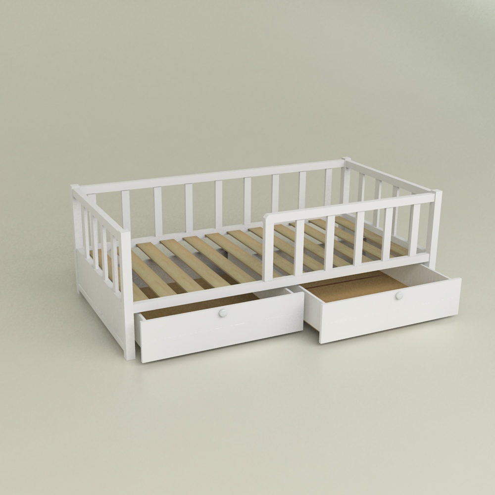 Кроватка Бейсик Бук 1600х800 - Белая - Стойки Белый цвет