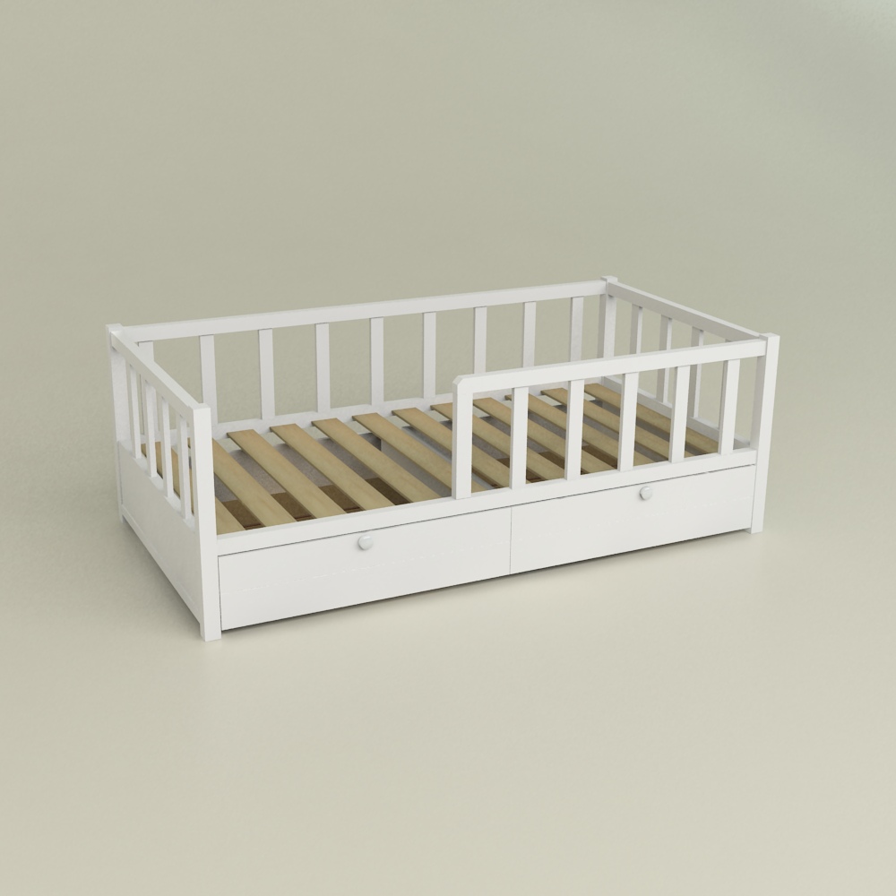 Кроватка Бейсик Бук 1600х800 - Белая - Стойки Белый цвет