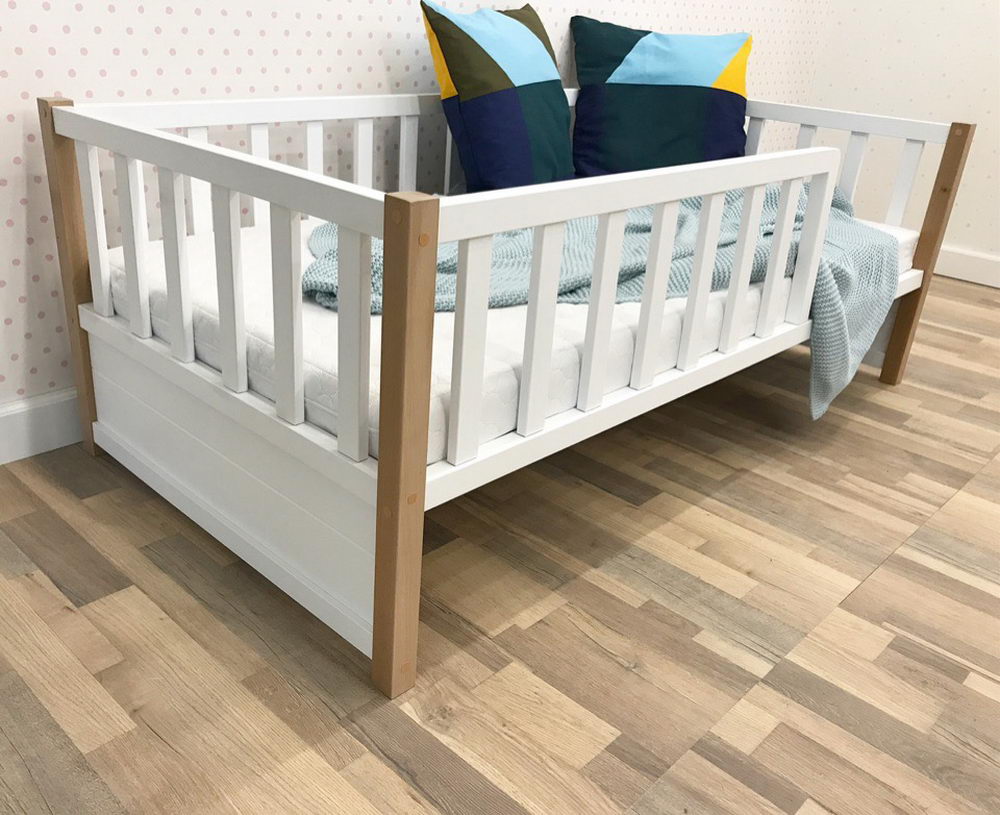 Кроватка Бейсик Бук 1800х900 - Белая - Стойки Без покрытия