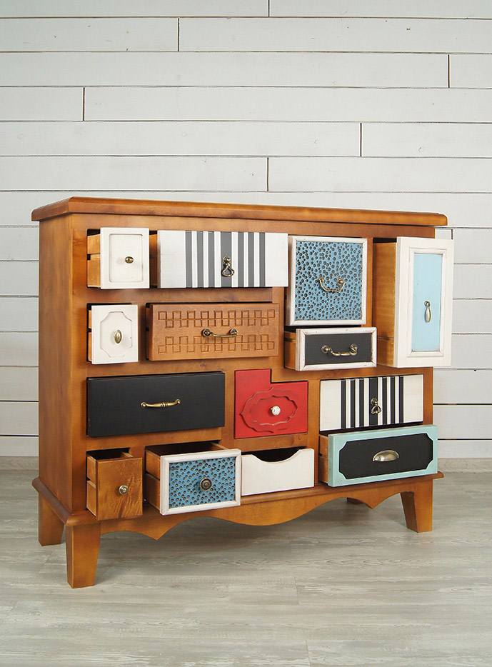 Комод с 15 ящиками "Gouache Birch" темный арт M10594ETG/1