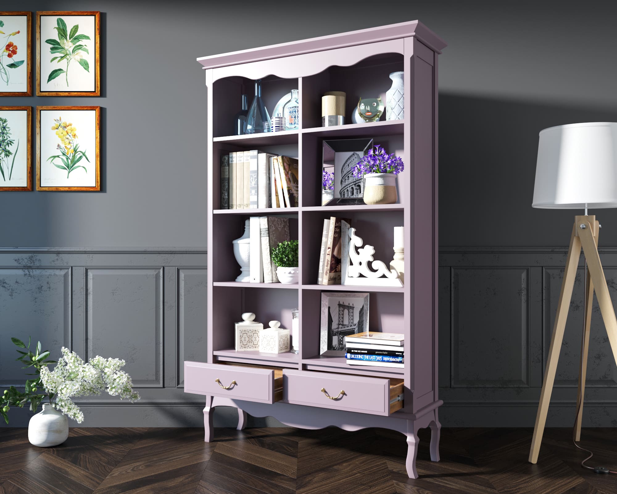 Стеллаж из дерева Leontina Lavanda двойной арт GS27/2L