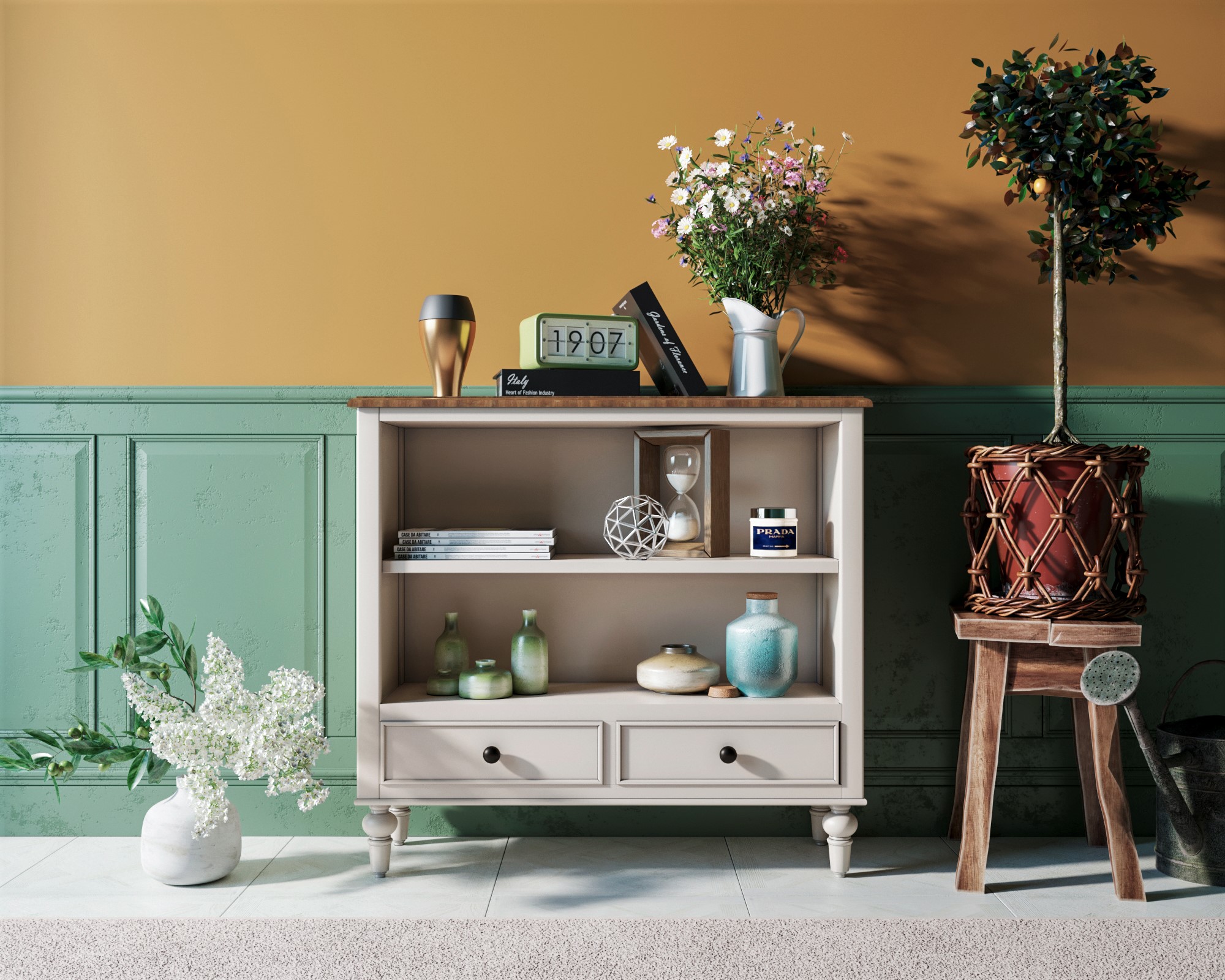 Мини-стеллаж с 2 ящиками "Odri"