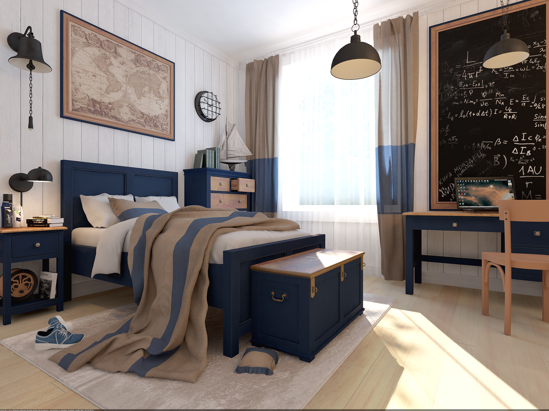 Кровать односпальная массив "Jules Verne" 1200х2000