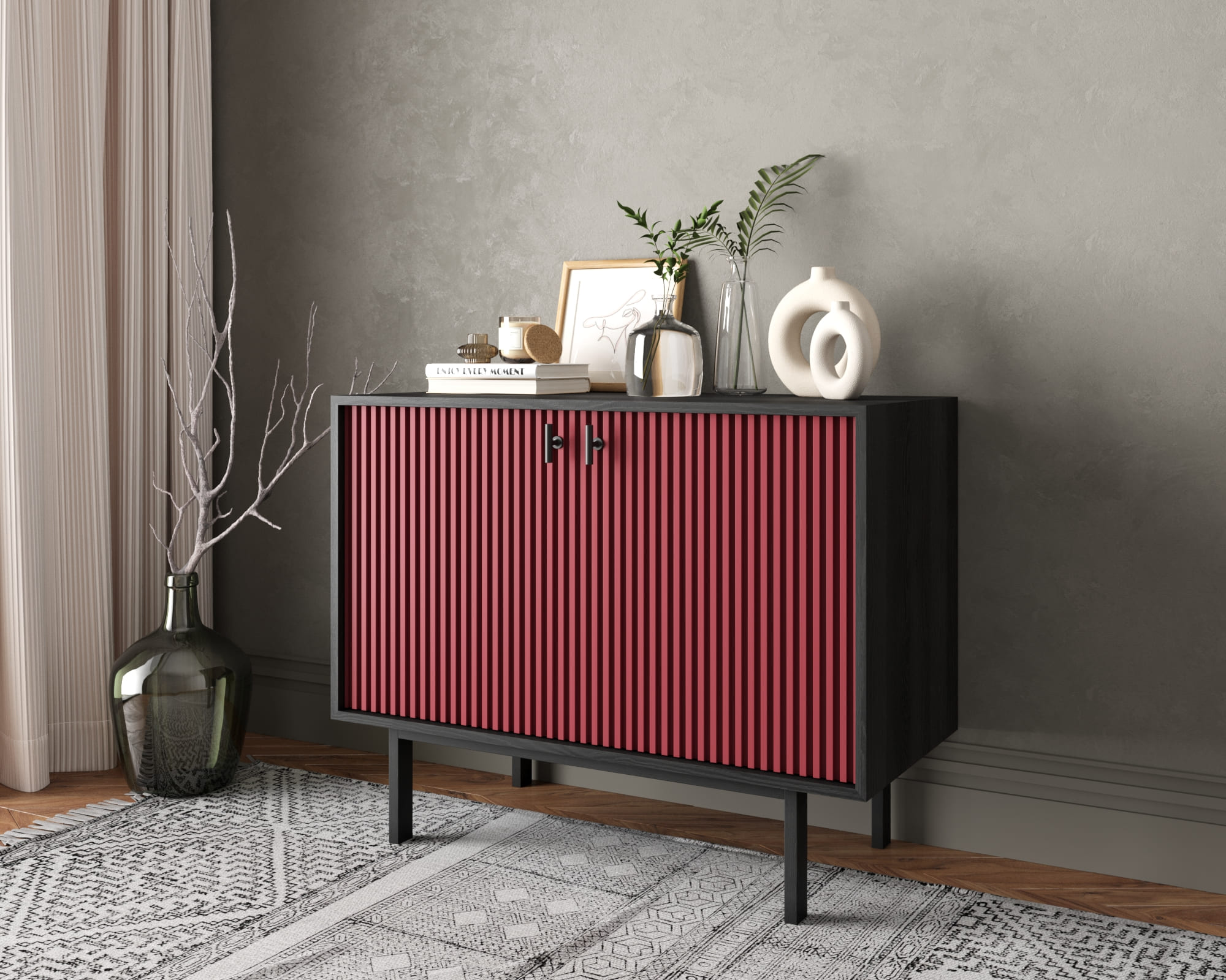 Комод с двумя дверками "Emerson" арт EM02/red/L