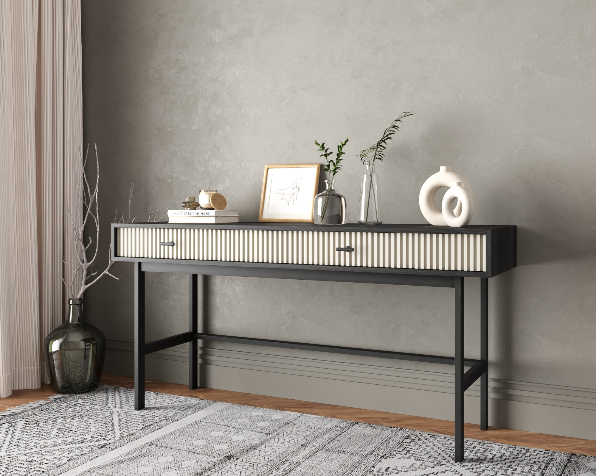 Консоль с двумя ящиками "Emerson" арт EM22/milky/L