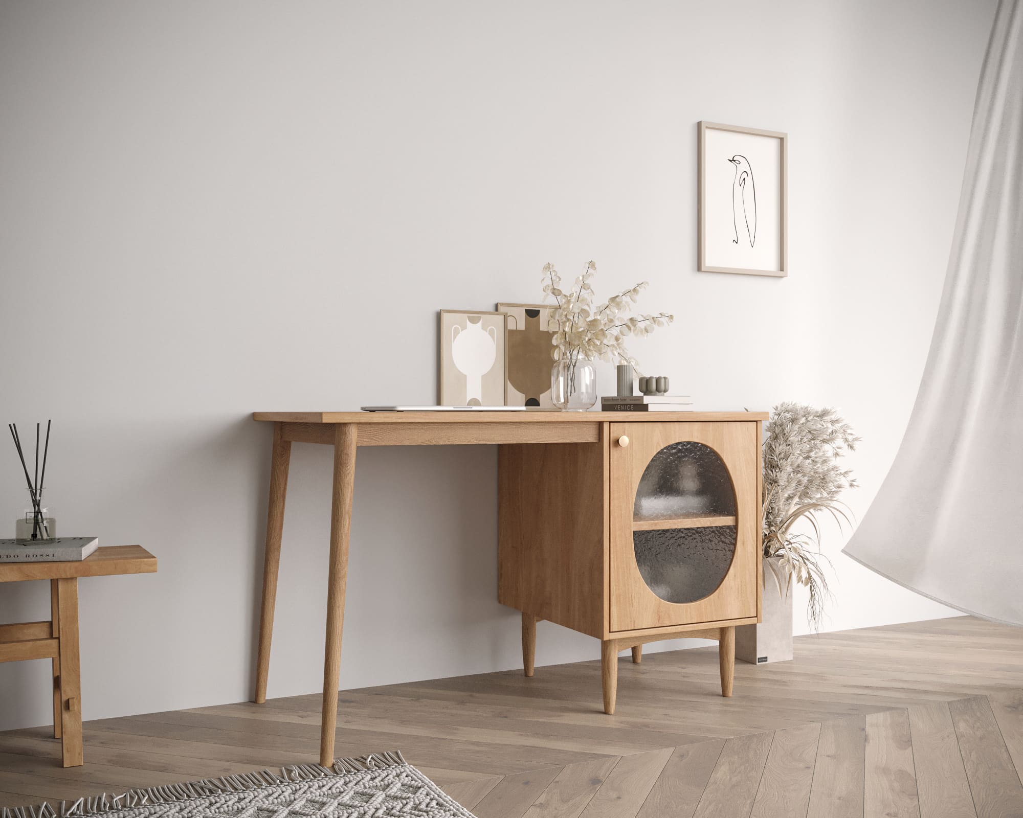 Стол рабочий "Bubble" с правой тумбой арт BBL08