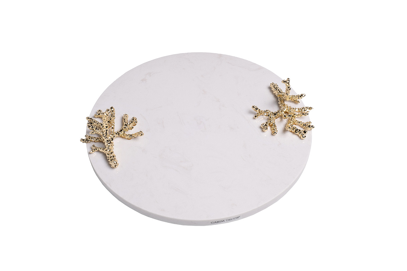 55RD6272 Поднос мраморный с золотым декором d34*8см