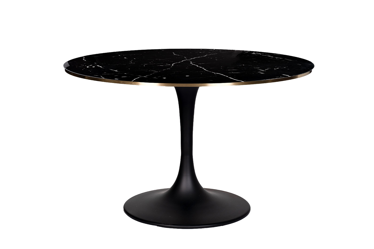 46AS-DT5042-BL Стол обеден. мрам.стек/черн.мет.с мат.зол