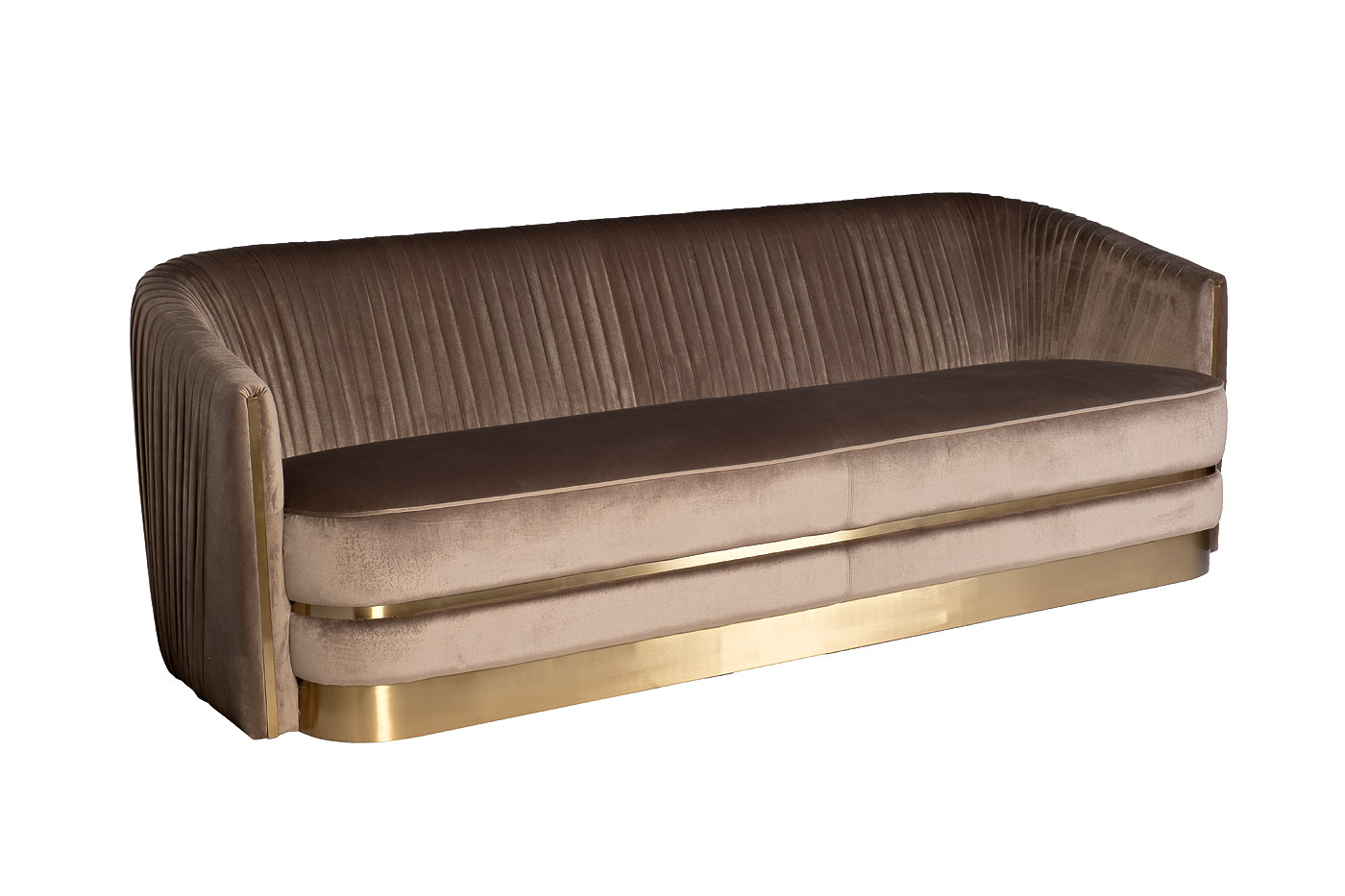 87YY-1890-3 BRN Диван трехместный, велюр серо-коричневый