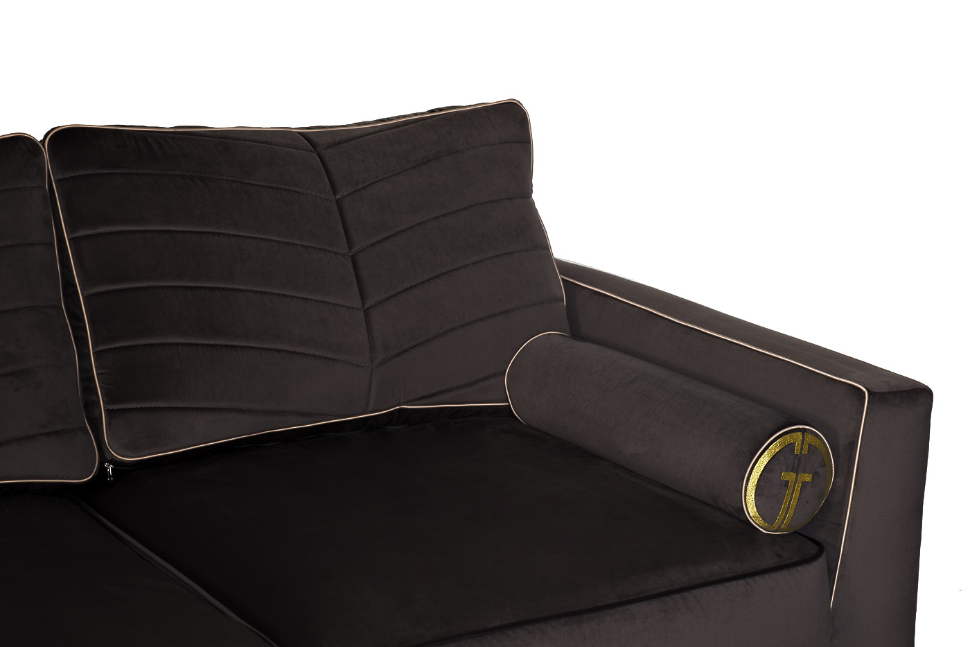 Диван Madrid Memory с кантом, трехместный без механизма, велюр серый Riv96