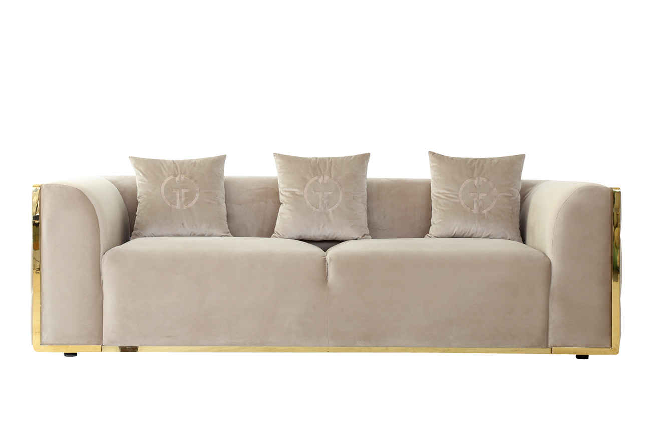 102AN-DIV-9173-BEG Диван Bern трехместный, велюр бежевый