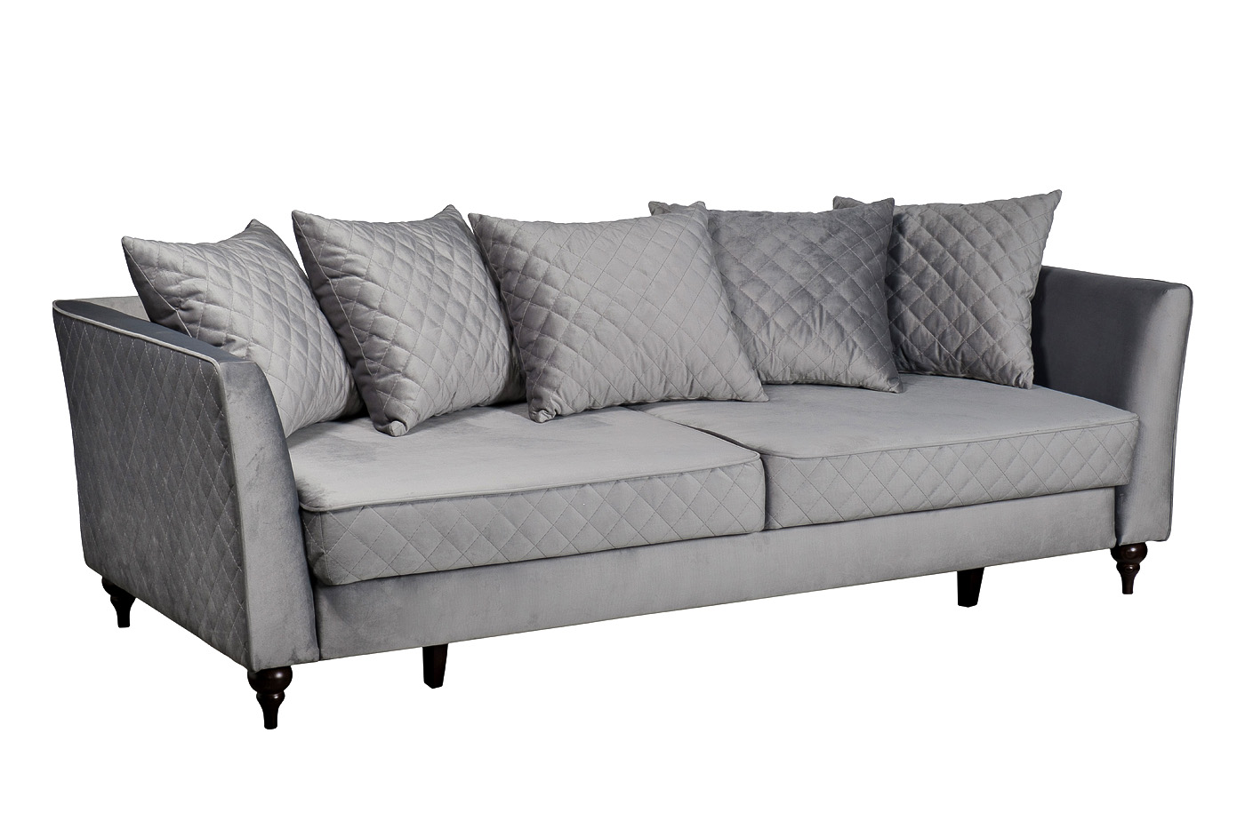 Диван Sorrento(K) 230M трехместный раскладной c кантом, велюр светло-серый Bel40+Bel40