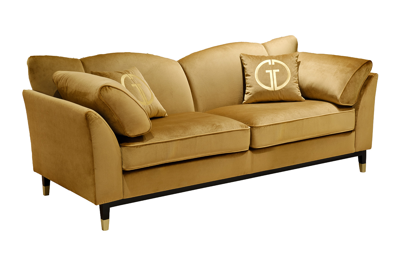 Диван Siena трехместный без механизма, велюр золотой Pad14