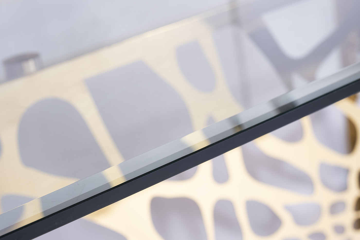 GY-8514STOL/OB Стол обеденный стекло прозр/золото