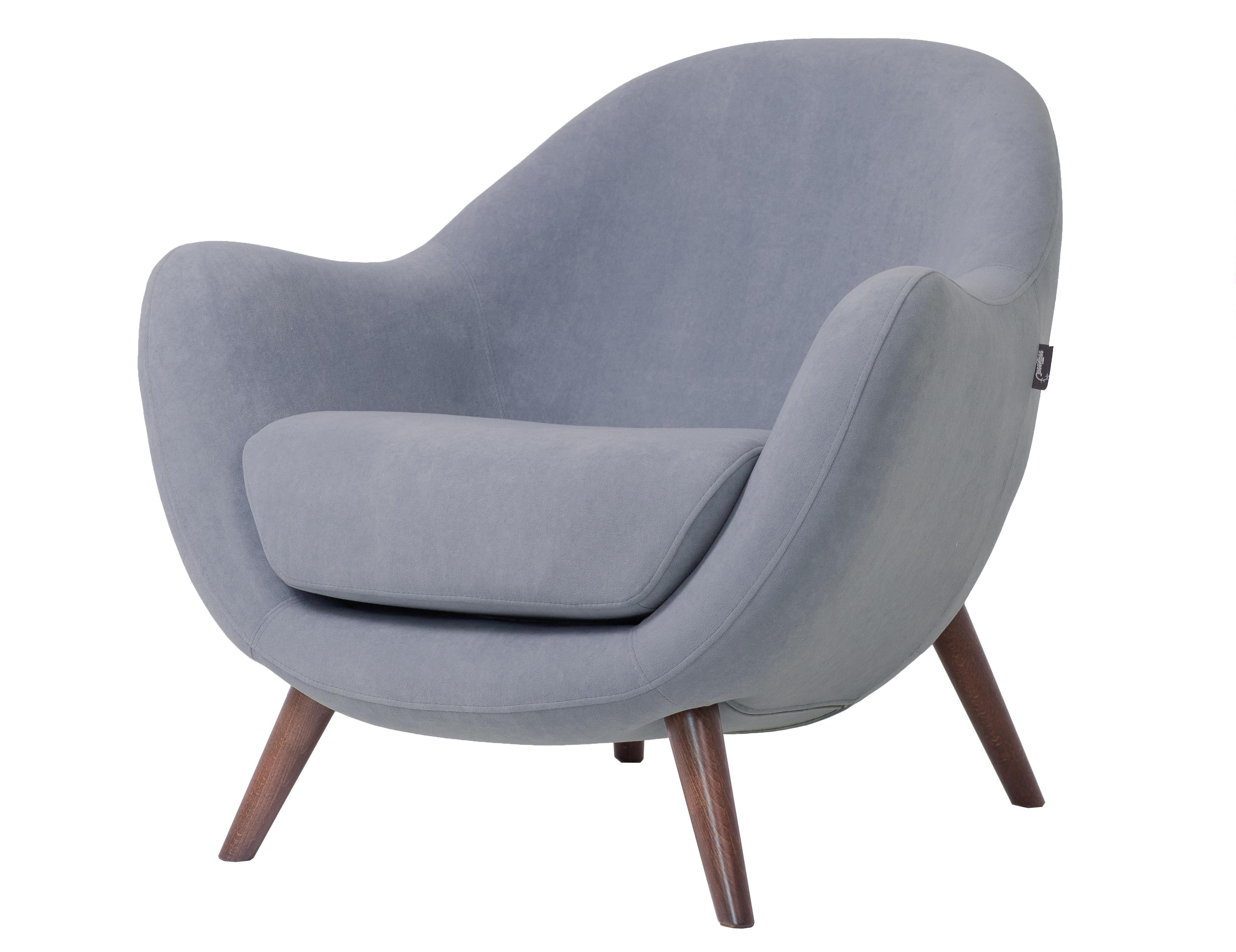 кресло Анхель Фреш 12 светло-серый каркас Орех