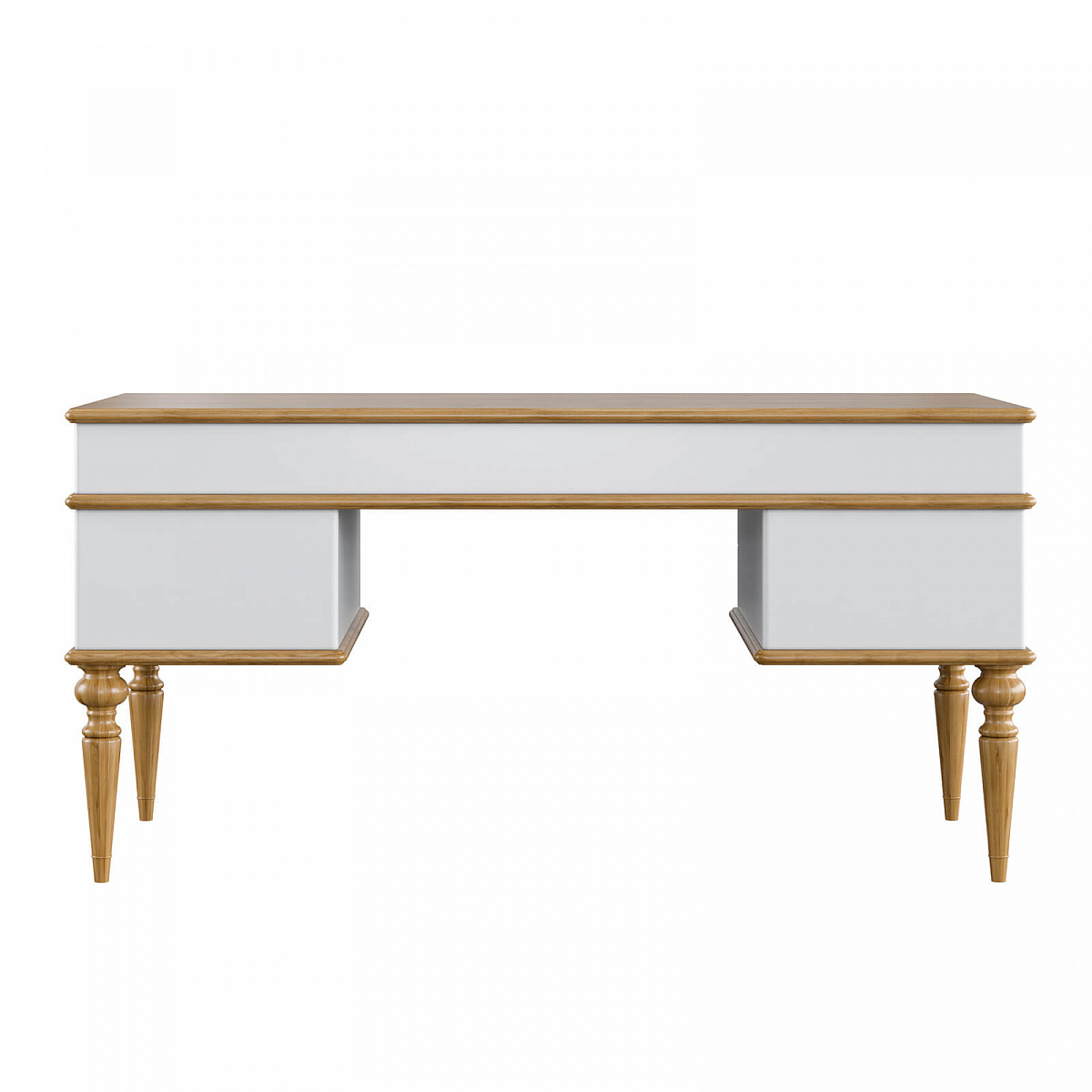 Стол письменный с ящиками из дерева белый "Рандеву" 007 (белый лак/антик 24)