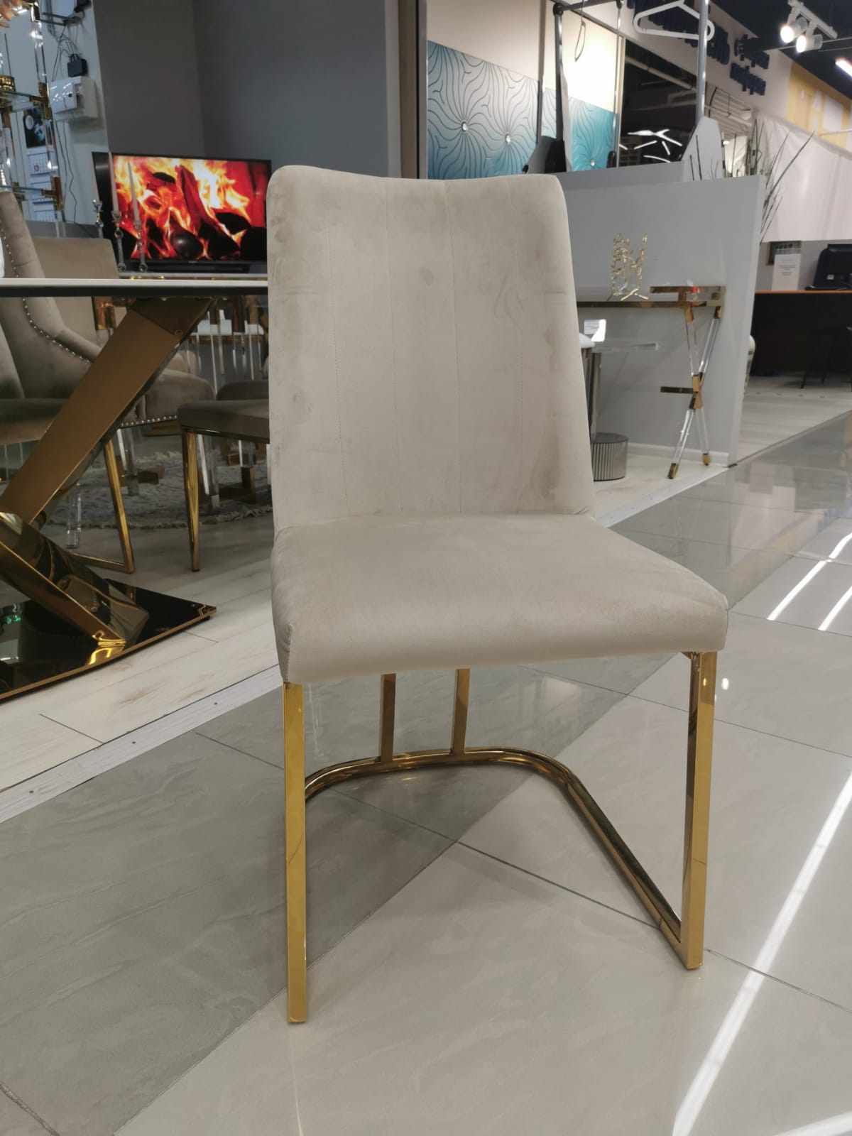 Стул обеденный Пресли DX-2055-1, 42х44х92, бежевый, золото