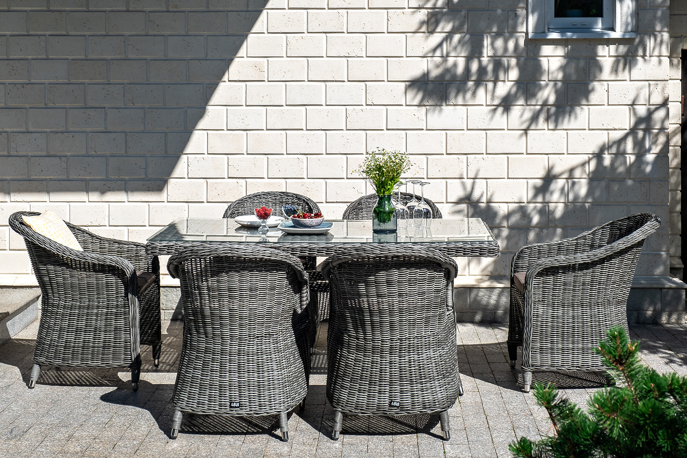 "Эспреззо" обеденная группа плетеная, цвет графит