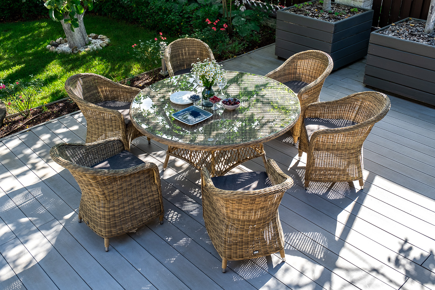 "Эспреззо" плетеный круглый стол, диаметр 150 см, цвет соломенный