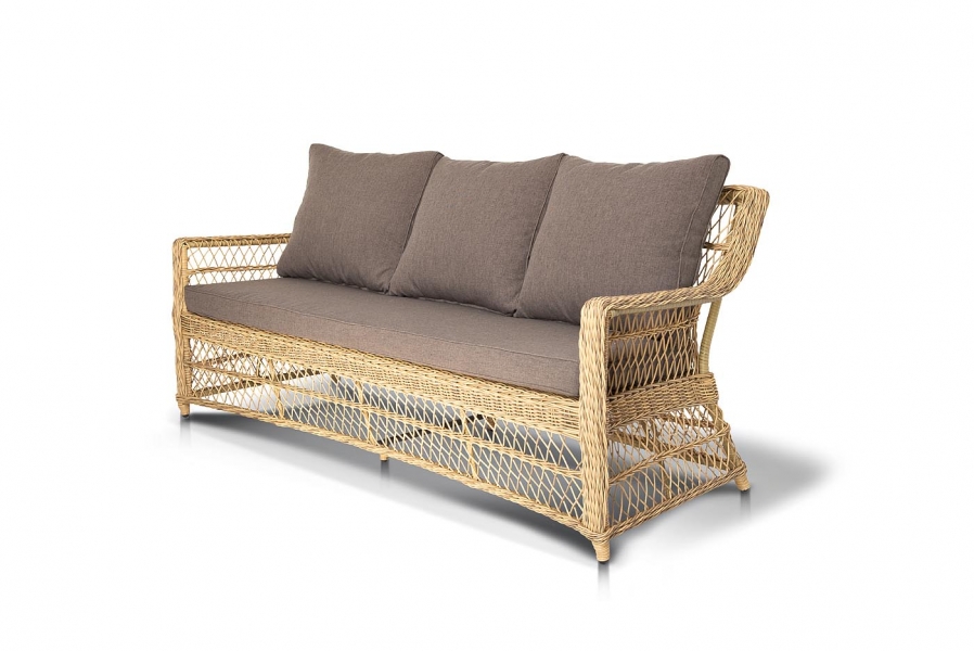 "Грандинелли" диван трехместный из искусственного ротанга, цвет соломенный