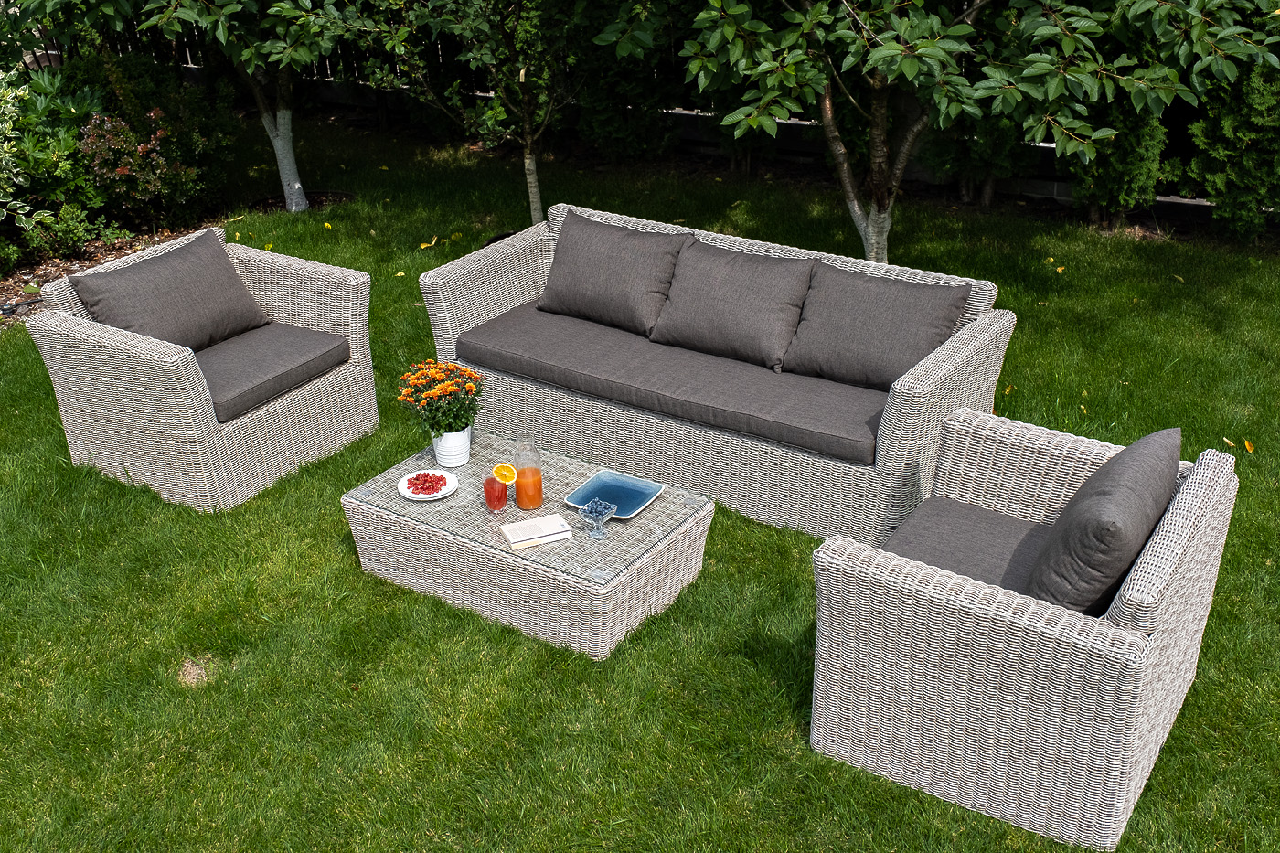 "Капуто" диван из искусственного ротанга трехместный, цвет бежевый