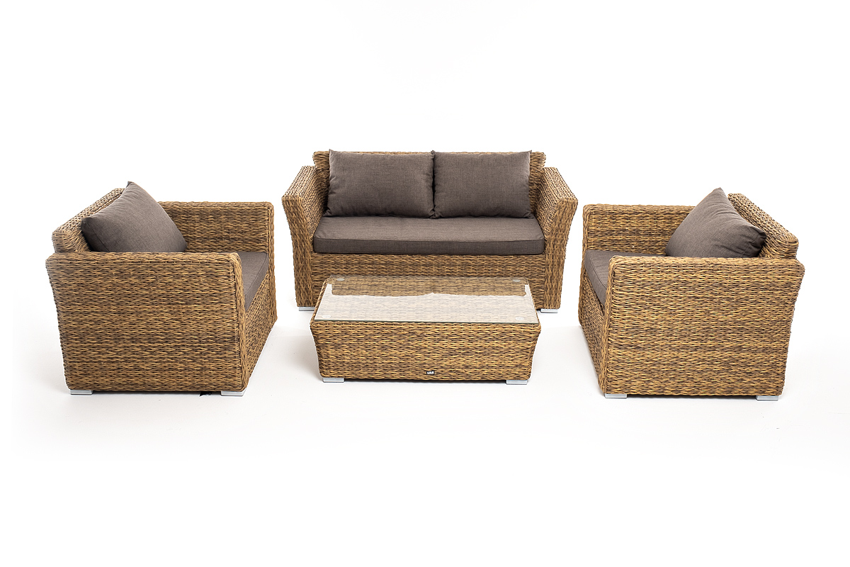 "Капучино Сингл" лаунж-зона из искусственного ротанга (гиацинт), цвет соломенный