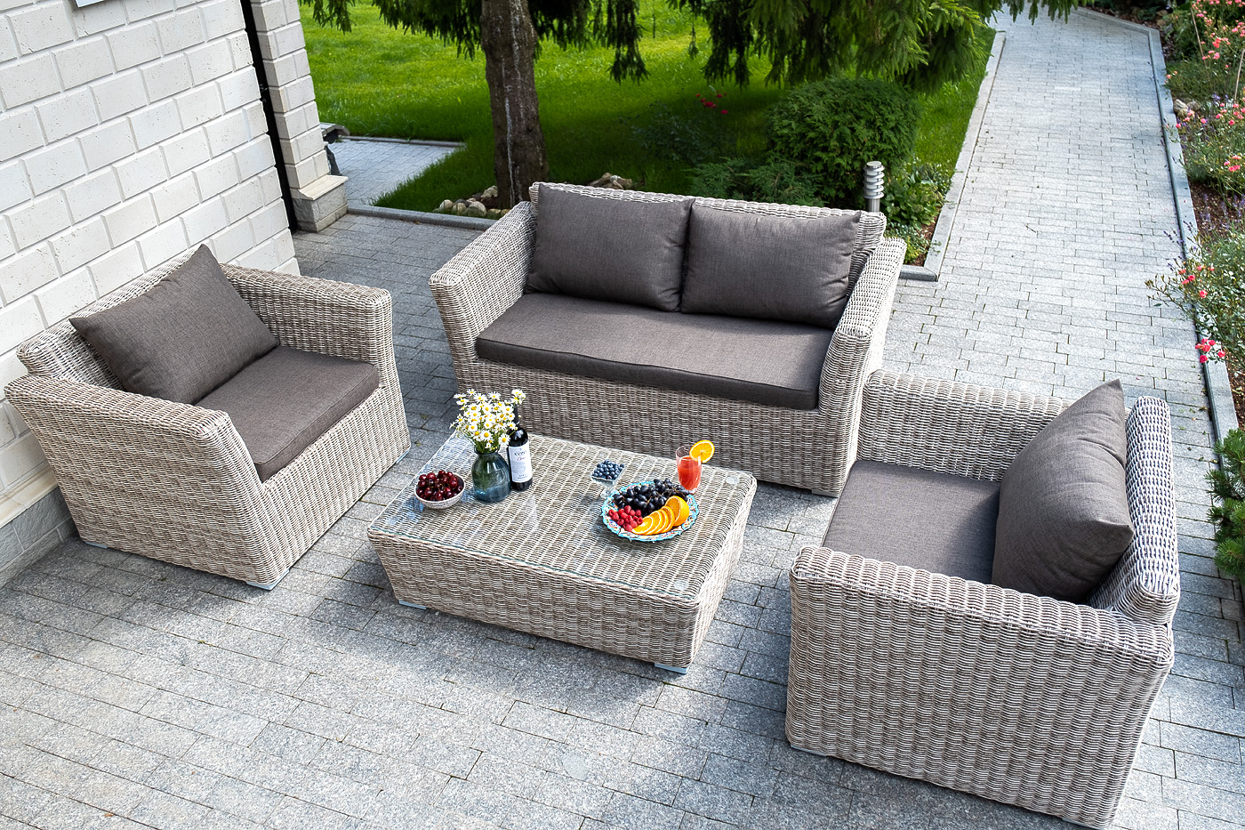 "Каприоли" лаунж-зона из искусственного ротанга, цвет бежевый