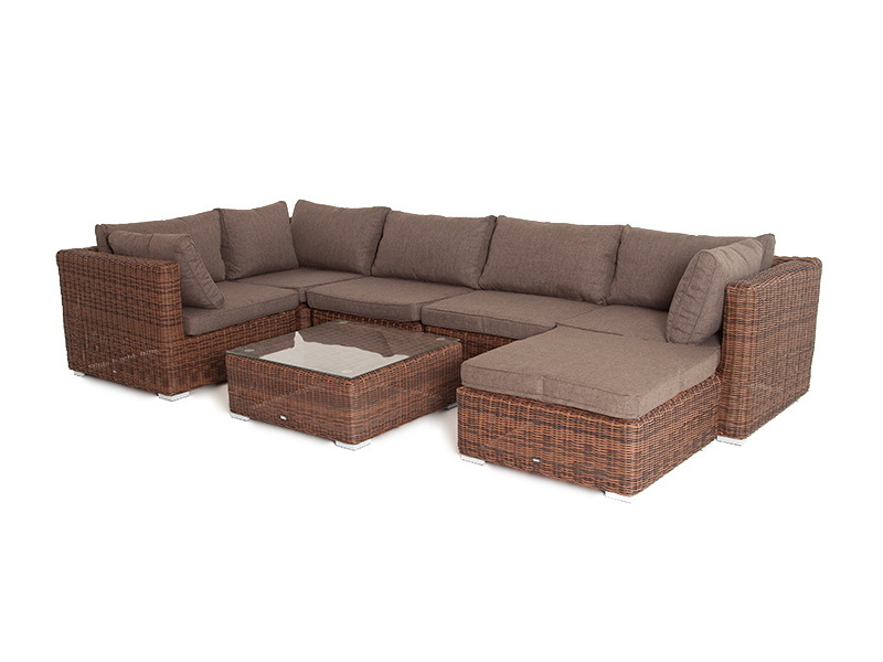 "Лунджи" плетеная оттоманка с подушкой, цвет коричневый