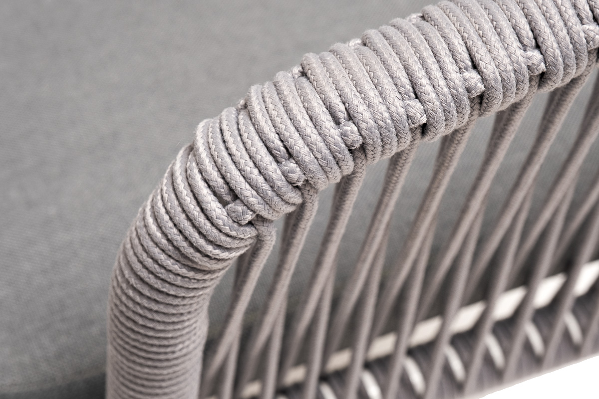 "Малакио" обеденная группа на 6 персон со стульями "Марцелло", каркас белый, роуп светло-серый