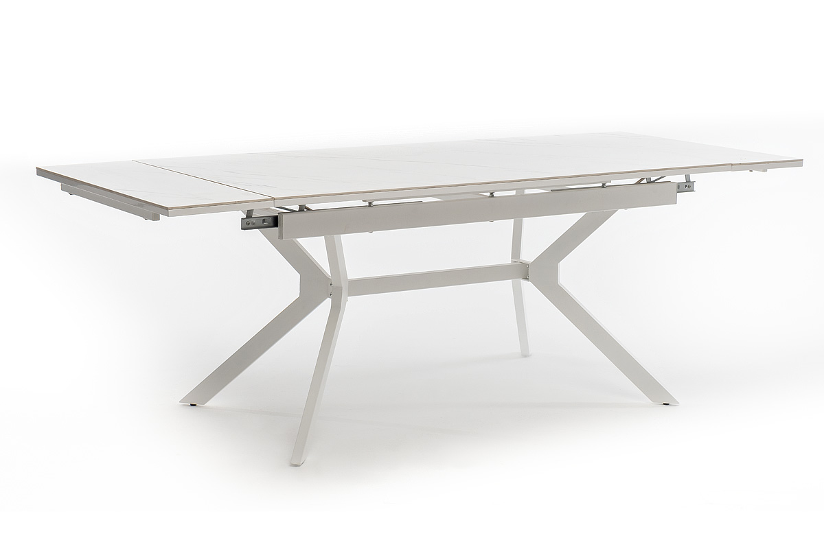 "Меркурий" стол интерьерный раздвижной обеденный из керамики, цвет белый глянцевый