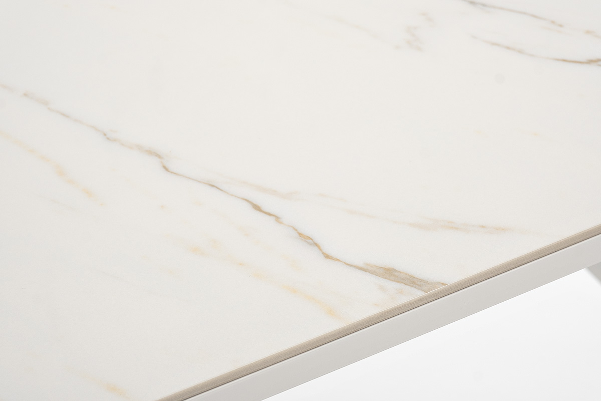 "Меркурий" стол интерьерный раздвижной обеденный из керамики, цвет белый глянцевый