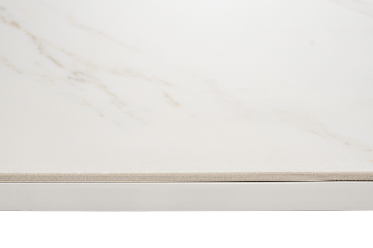 "Меркурий" стол интерьерный раздвижной обеденный из керамики, цвет белый глянцевый