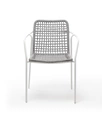 "Тунис" стул плетенный из роупа, каркас алюминий белый, роуп светло-серый