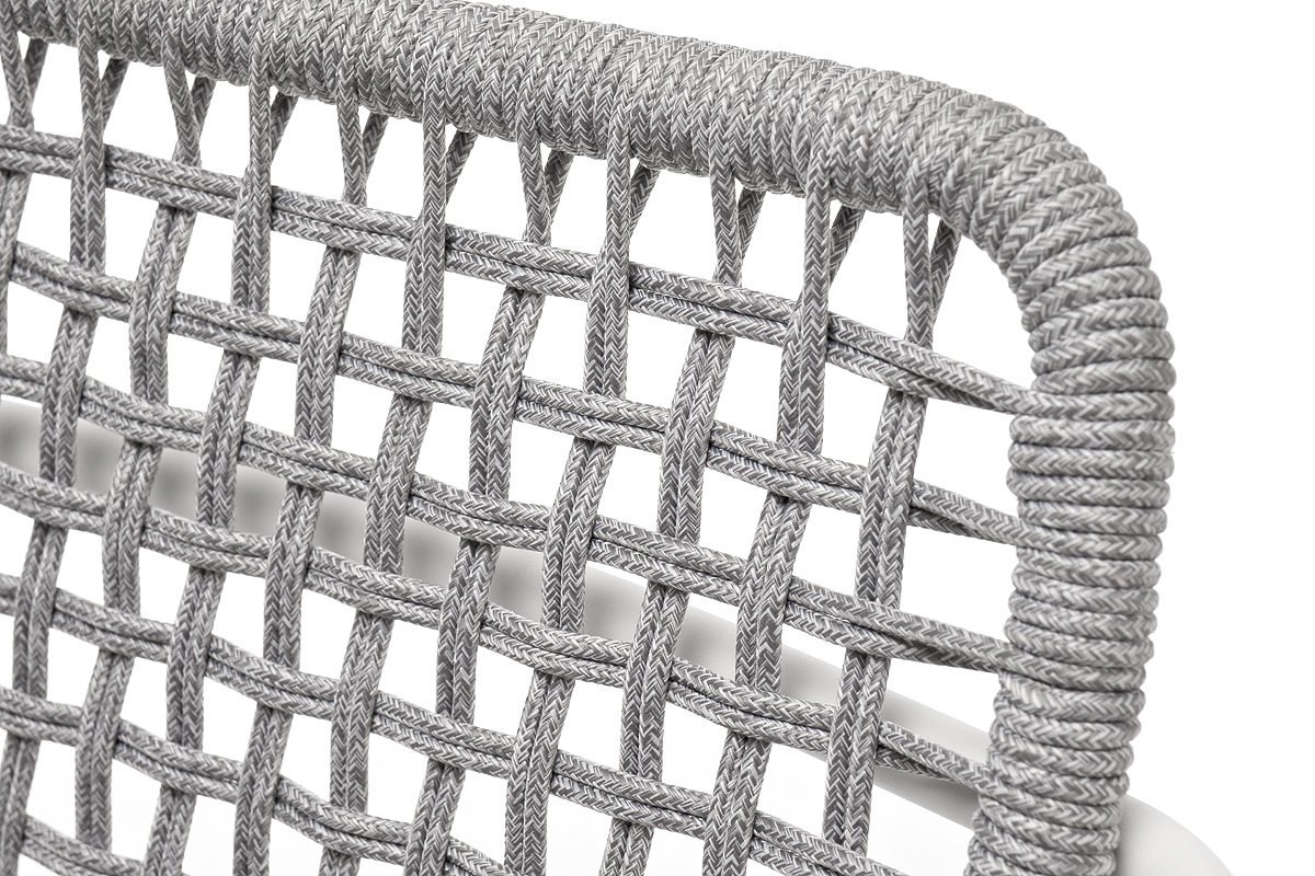 "Тунис" стул плетенный из роупа, каркас алюминий белый, роуп светло-серый