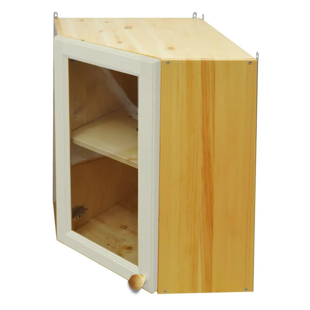 Шкаф настенный угловой Весури арт. 266/1 со стеклом, слоновая кость