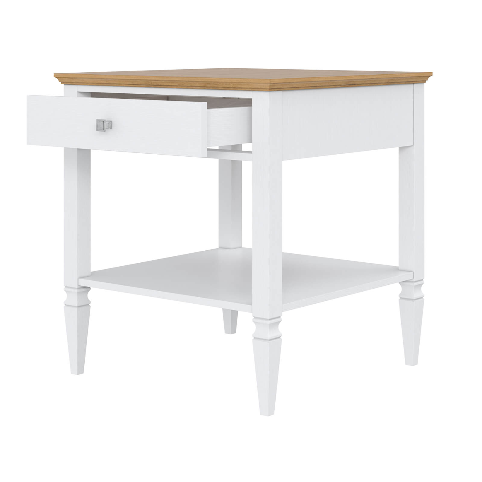 Стол 1 ящик белый ламповый "Ольса" 01 (белый лак-антик 24)