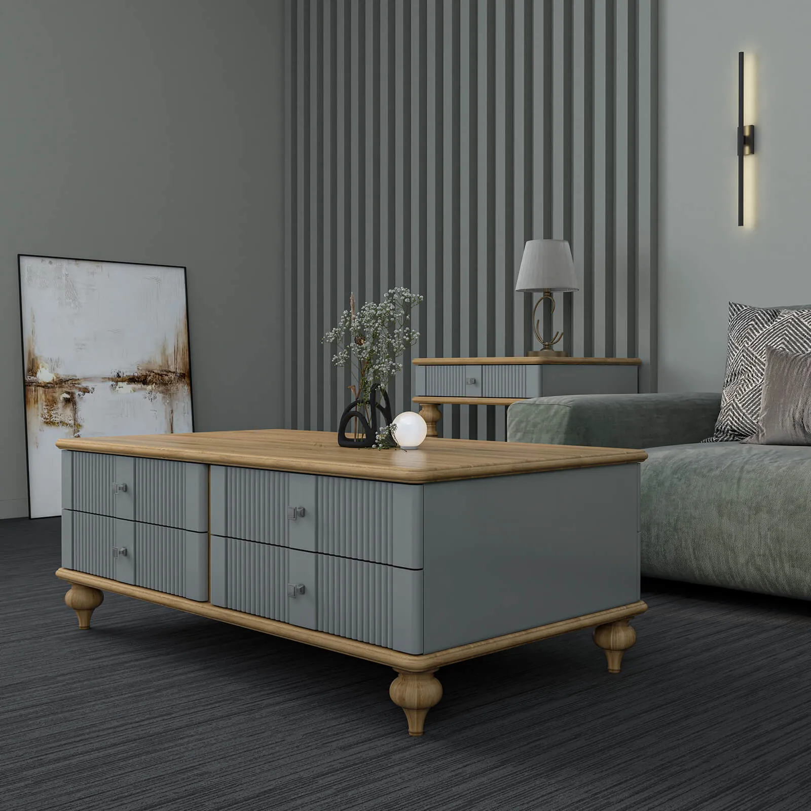 Стол ламповый "Рандеву" 01-60 (серый 7042/антик 24)