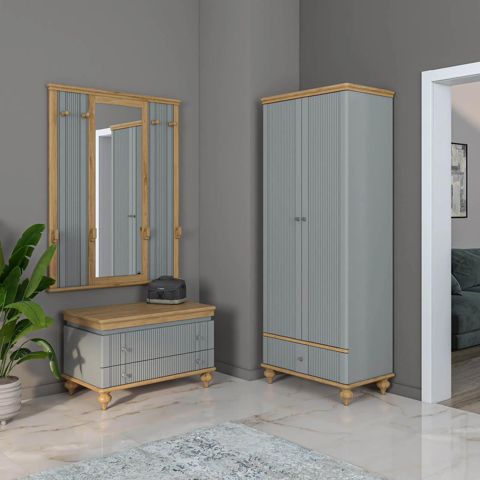 Тумба (сундук) "Рандеву" 01 (серый 7042/антик 24)