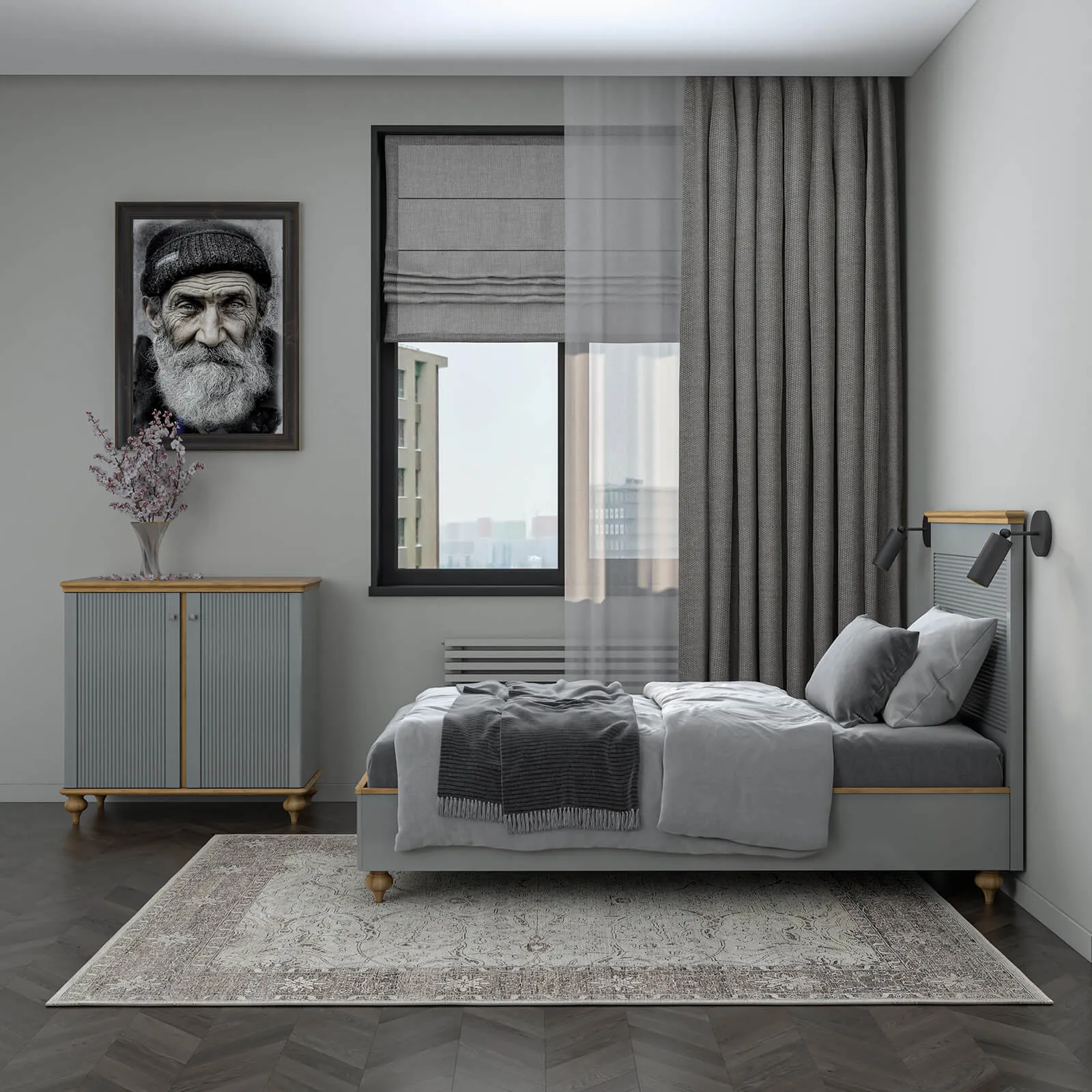 Комод массив сосны "Рандеву" 220 (серый 7042-антик 24)